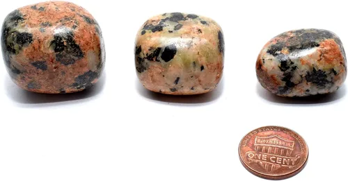 Vista 5 de HQRP Ortopoclasa naranja con inclusiones de turmalina negra, piedras pulidas, piedras preciosas de feldespato natural, piedras preciosas de cristal