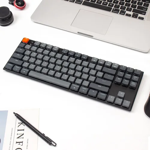 Vista 7 de Keychron K1 Tenkeyless Layout - Teclado mecánico inalámbrico BluetooUSB con cable para Mac Windows con interruptor óptico de menta de perfil bajo