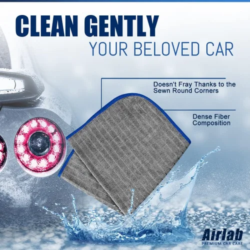 Vista 8 de Airlab Paños de limpieza de microfibra para ventanas de pulido, trapos sin pelusas, paquete de 8 y toallas de microfibra para autos, lavar y secar