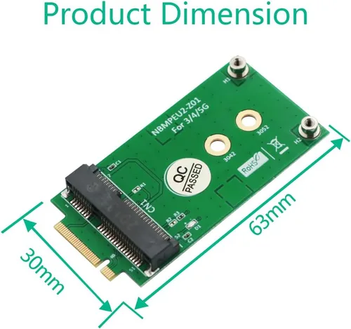 Vista 4 de HLT M.2 Key B a Mini PCI-E adaptador para módulo 3G/4G/5G