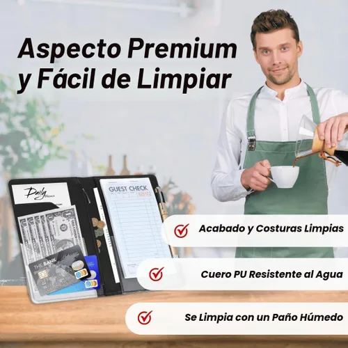 Vista 3 de LINTRU Libro de Servidor, Libros de Servidor Reforzados y Duraderos para Mesera, Libro de Mesera Pulido y Profesional, Libro de Servicio Organizado