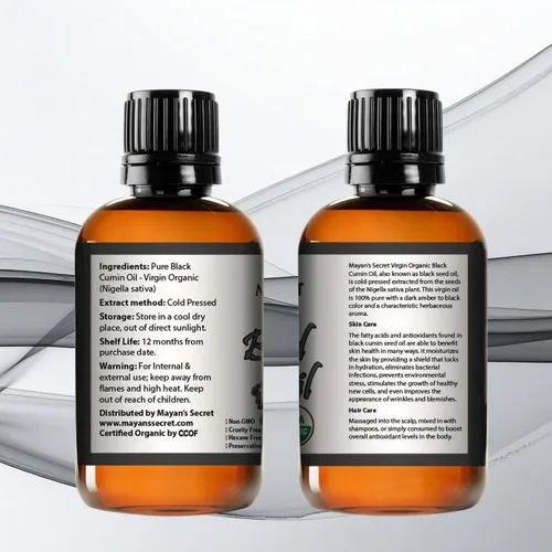 Vista 8 de Mayan's Secret - Aceite de semilla de comino negro prensado en frío de 4 onzas orgánico certificado por USDA -Nigella Sativa prensado en frío
