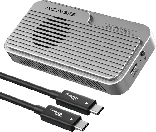 Vista 10 de ACASIS Carcasa SSD NVMe M.2 de 80 Gbps, con ventilador de refrigeración, compatible con USB4 V2.0, USB4 V1.0, USB3.2/3.1/3.0 (TB501 Pro)
