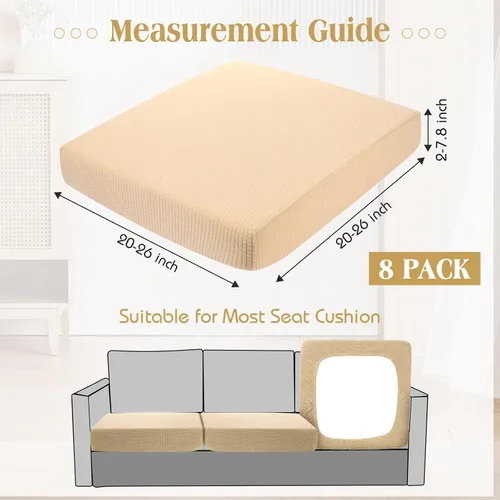 Vista 2 de Newwiee 8 fundas de cojín elásticas impermeables para patio, fundas de cojín para exteriores, fundas de repuesto para sofá, funda de asiento suave