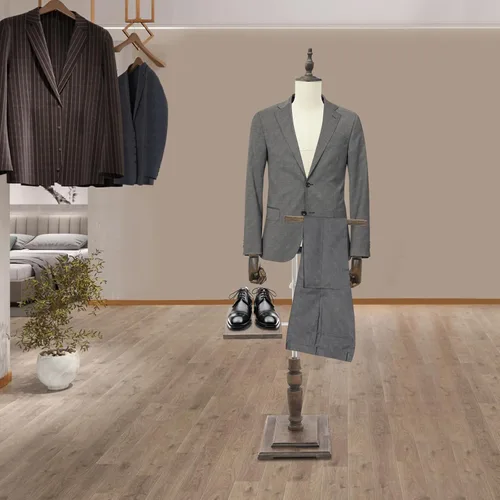Vista 2 de Forma de vestido de maniquí masculino con soporte, cuerpo de maniquí de altura ajustable con estante desmontable para pantalones y soporte