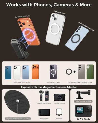 Vista 6 de OMOTON TP02-Ultra Multi-Device Camera & Phone Mount with 1/4" Adapter Black