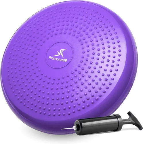 Vista 8 de ProsourceFit Core Balance Disc Trainer, 14” Diameter with Pump for Fitness, Balance Training, or Seating; Wobble Board for Core Stability; Flexible