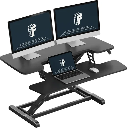 Vista 8 de FLEXISPOT Convertidor de escritorio de pie de 28 pulgadas para espacios pequeños, elevador de escritorio compacto para computadora de pie Negro