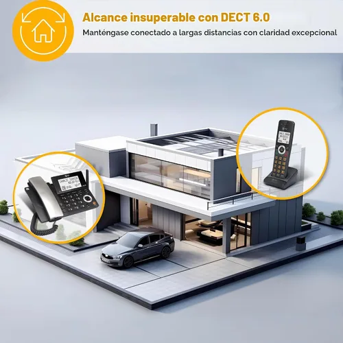 Vista 3 de AT&T DECT 6.0 Teléfono doméstico con cable o inalámbrico con 1 auricular y contestador, bloqueador de llamadas inteligente, identificación
