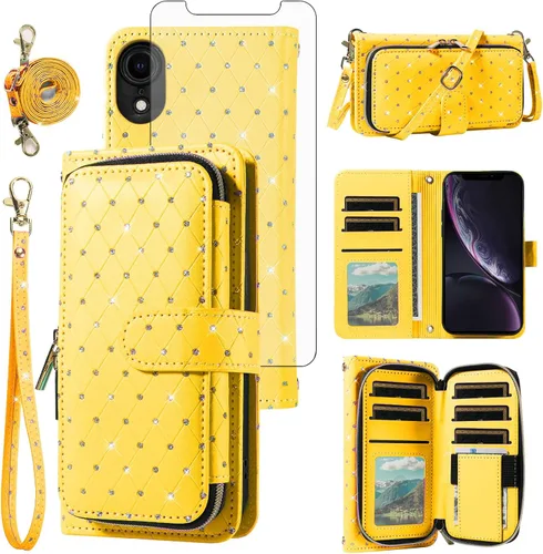 Vista 146 de Funda para teléfono iPhone 6 6S con cremallera y protector de pantalla con protector de pantalla, correa de cordón cruzado, ranura para iPhone 6 Six
