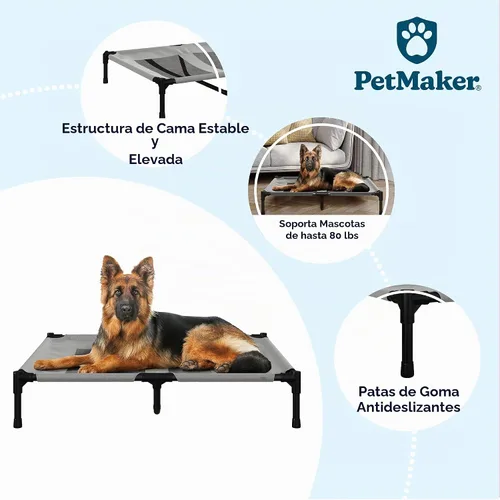 Vista 2 de PETMAKER - Cama elevada para perros, cama portátil para mascotas de 36 x 29.75 pulgadas con pies antideslizantes, cuna para perro o colchón para Gris