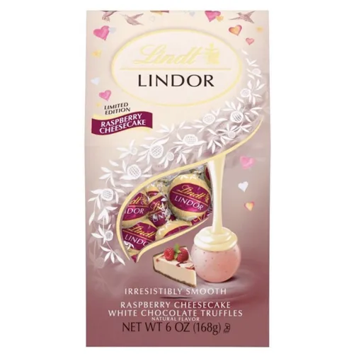 Vista 10 de Lindt LINDOR - Trufas de chocolate blanco con fresas y crema para San Valentín, bolsa de 5.1 oz
