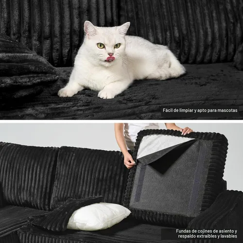 Vista 8 de Belffin - Sofá seccional convertible con chaise, sofá seccional en forma de L, sofá reversible de esquina tapizado para sala de estar, de corduroy