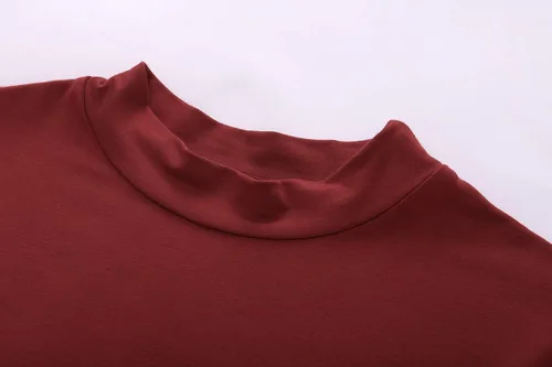 Vista 5 de OThread & Co. Camiseta de media manga con cuello alto y capa elástica básica para mujer, cómoda y casual