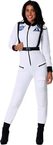 Vista 3 de Women's NASA Patch Astronaut Flight Suit Costume Jumpsuit, Patch, Rib Knit Collar, Front Zipper, Cargo Pocket