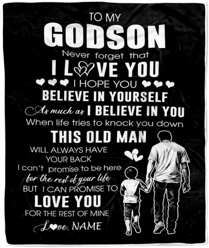 Vista 18 de Manta personalizada con texto en inglés «To My Godson», de Godmother Godmother Wolf Moon, My Love for You is Forever Godson Birthday Christmas