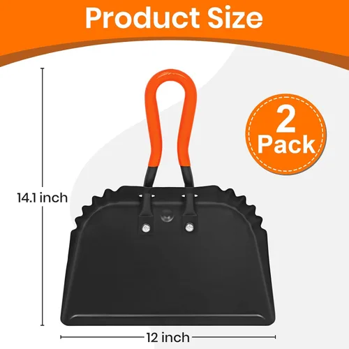 Vista 7 de (2 unidades) - Sartenes de metal resistentes, recogedor de basura para exteriores de 12 pulgadas con mango de mano de goma, pala grande ancha