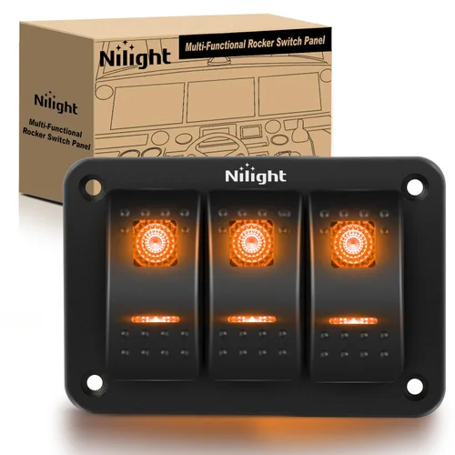 Vista 36 de Nilight Panel de Interruptores Basculantes de 2 Posiciones con Luz LED Naranja, 5 Pines On/Off, Interruptores Basculantes de Aluminio Precableados