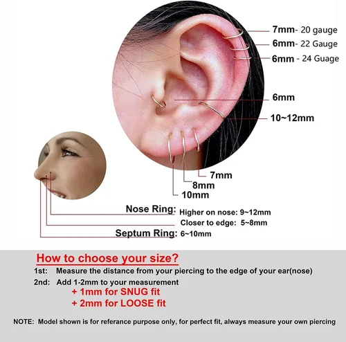Vista 79 de Small Gold or Sterling Silver Huggie Hoop Earrings for Women Cartilage Nose Helix Tragus