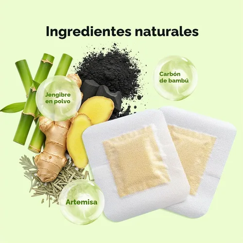 Vista 2 de Komoko Almohadillas de limpieza profunda para pies (30 unidades), almohadillas para pies de hierbas con polvo de jengibre, carbón de bambú