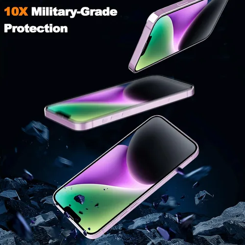 Vista 2 de YMHML Paquete de 3 protectores de pantalla de vidrio templado para iPhone 14, iPhone 13 Pro, [grado militar inastillable], protector de pantalla