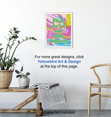 Vista 6 de Hippie Trippy - Arte de pared de baño - Decoración de pared de baño - Decoración de tocador - Cartel de baño - Impresión divertida de arte de baño