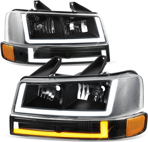 Vista 16 de Faros y luces de parachoques Auto Dynasty compatibles con 03-24 Chevy Express GMC Savana 1500-4500, con luces DRL E-LED de Switchback, lado