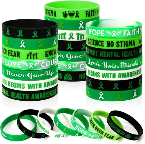 Vista 29 de JUNEBRUSHS 42 piezas de accesorios de concientización sobre el cáncer de mama, pulseras de silicona Esperanza Fe Fuerza Coraje, pulseras accesorios