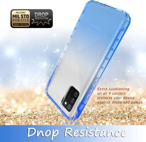 Vista 5 de Compatible con Samsung Galaxy A32 5G, funda híbrida transparente de TPU suave transparente para Samsung Galaxy A32 5G (azul)