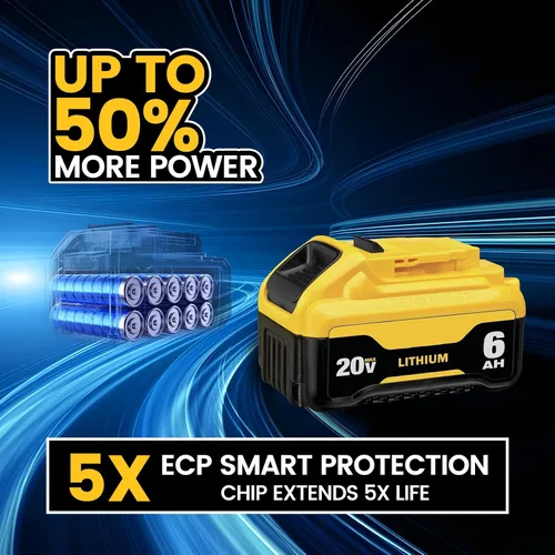 Vista 3 de DCB200 6.0Ah Reemplazo para DeWalt 20V Max Batería de litio ION DCB200 DCB201 DCB203 DCB204 DCB206 DCB180 DCD/DCF/DCG Series Herramientas eléctricas