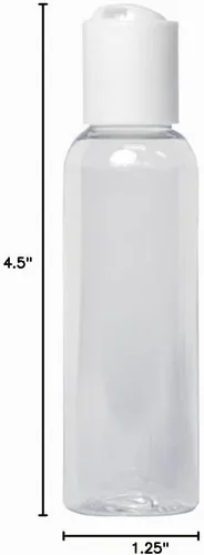 Vista 6 de TSA - Botellas vacías de plástico transparente de 2 onzas con tapa superior de disco blanco, sin BPA, juego de 6, tamaño de viaje de 2 onzas