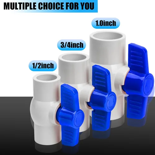 Vista 5 de 6PCS 1" válvula de bola del PVC, zócalo de las válvulas de bola del cierre con la manija en T azul Heavy Duty Slip PVC Valve, PVC Pipe Fitting for