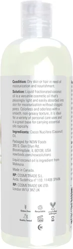 Vista 2 de NOW Solutions, aceite de coco líquido, ligero y nutritivo, promueve piel y cabello de aspecto saludable, 16 onzas (paquete de 2)