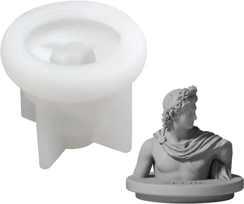Vista 8 de Molde de silicona de estatua 3D, molde de escultura de retrato de hormigón para tapa de tarro de vela, herramientas de decoración del hogar