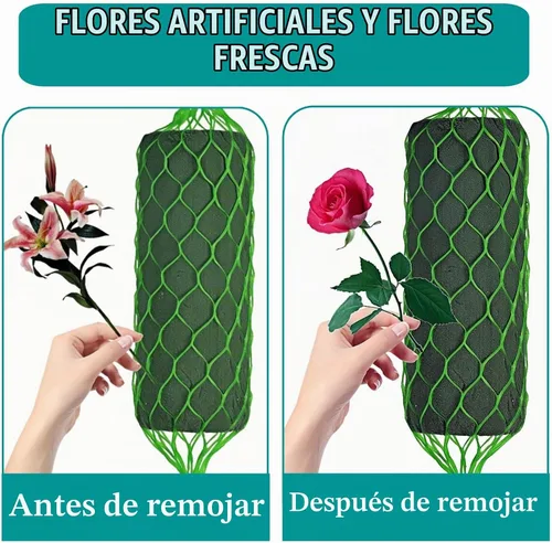 Vista 5 de Juego de 14 piezas de guirnalda de espuma floral de 9.2 pies, kit de bloques de esponja, soporte de flores de absorción para arco de puerta