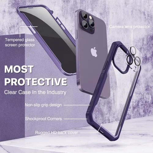 Vista 340 de CENHUFO Funda de privacidad para iPhone 11 Pro, funda de cuerpo completo con protector de pantalla de privacidad de vidrio templado 9H integrado