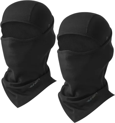 Vista 17 de YANIKY Pasamontañas de invierno para hombres y mujeres, máscara facial Negro