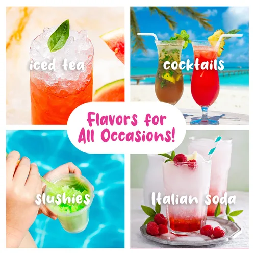 Vista 6 de Hawaiian Shaved Ice Paquete de 4 jarabe, cereza, uva, frambuesa azul y sangre de tigre, para granizados, refrescos italianos, seltzers, paletas