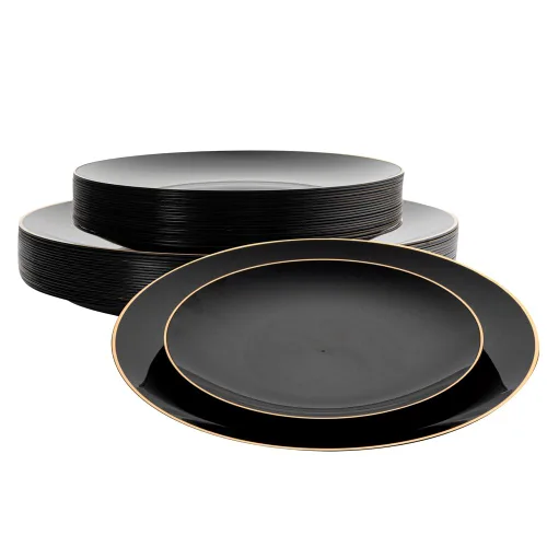 Vista 23 de Restaurantware Moderna - Platos desechables de 7.5 pulgadas, 40 platos de plástico duraderos para fiestas, platos llanos de plástico transparente