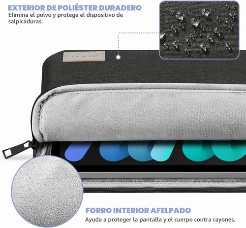 Vista 3 de MoKo Bolsa de manga para tableta de 7-8 pulgadas Negro- gris
