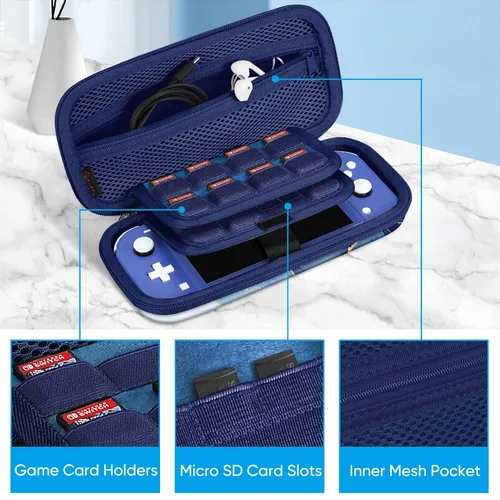 Vista 3 de Fintie Carrying Case for Nintendo Switch Lite 2019, Shockproof Hard Shell Protective Cover Travel Bag w15 Game Card & 2 Micro SD Card Slots for