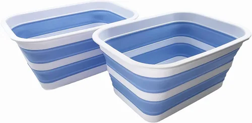 Vista 10 de SAMMART Tina plegable de 12 litros (3.17 galones), bandeja portátil de picnic al aire libre, lavabo de lavado portátil, bañera de plástico que Gris