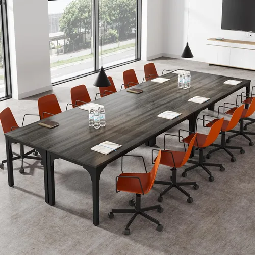 Vista 28 de Mesa de conferencias de 6.56 pies, mesa de seminario rectangular grande súper resistente para 8 personas, mesas largas de negocios, 1 unidad