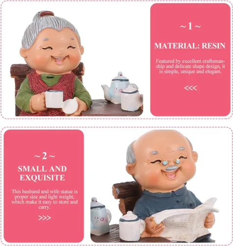 Vista 8 de Figuras de pareja de ancianos, 4 x 5.5 pulgadas, figuras de resina para parejas de ancianos, estatua de abuelos y padres, para boda, aniversario