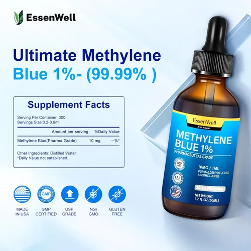 Vista 7 de Grado farmacéutico azul de metileno 4.06 fl oz,1% USP Grado Solución Mezcla Vitamina
