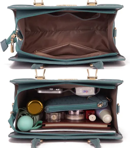 Vista 62 de Bolsos de mano de moda para mujer, bolsa de hombro, asa superior, bolsa de mano, juego de 4 piezas