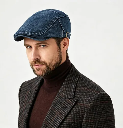 Vista 2 de DIYDECAL Gorra de algodón lavado para hombre Newsboy Gorra Ivy Flat Gatsby Driving Hat Azul oscuro