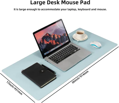Vista 3 de Wolaile Tapete Secante de Escritorio de Cuero Sintético, Impermeable Antideslizante Tapete de Escritorio para Escribir para Niños, 36x17 pulgadas