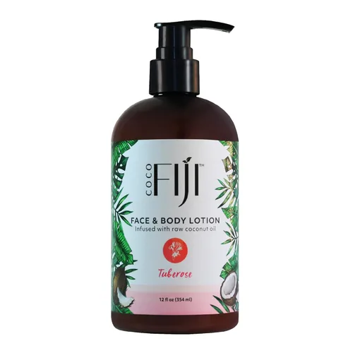 Vista 21 de Coco Fiji Loción facial y corporal infundida con aceite de coco, loción para piel seca, crema facial hidratante y loción de masaje para mujeres