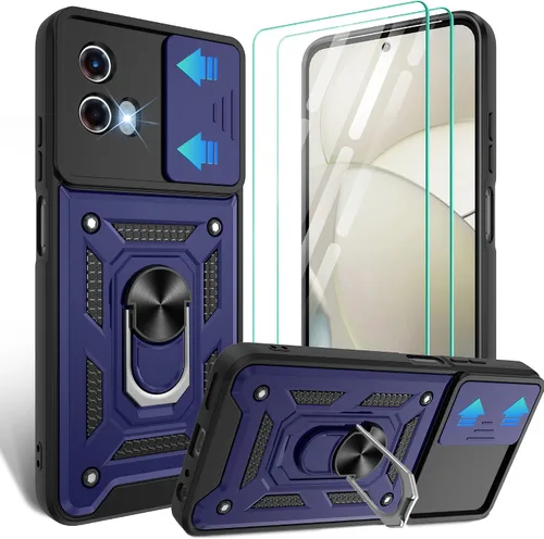 Vista 73 de Gritup Funda para Moto G Stylus 5G-2021 con cubierta deslizante para cámara 1 paquete de protectores de pantalla HD Soporte de metal giratorio